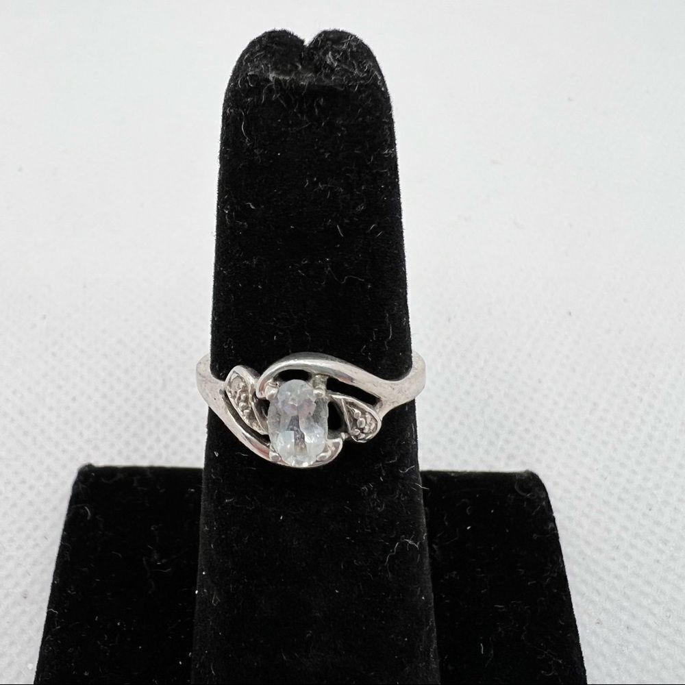 Sterling silver 925 oval faceted jewel ring - size 5.5